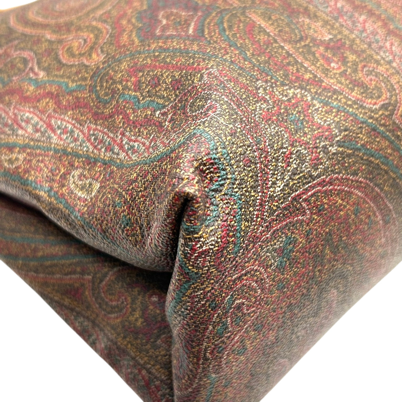 【美品】エトロ ETRO トートバッグ ハンドバッグ ペイズリー 総柄 PVC レザー 本革 ブラウン マルチカラー ゴールド金具 ペガサスチャーム ロゴ イタリア製 レディース 女性用 ビンテージ クラシック エレガント 上品 軽量 マチあり s94