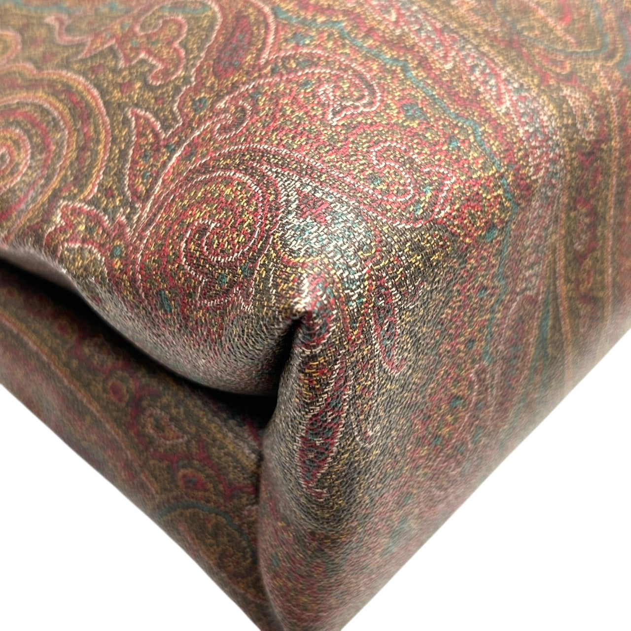 【美品】エトロ ETRO トートバッグ ハンドバッグ ペイズリー 総柄 PVC レザー 本革 ブラウン マルチカラー ゴールド金具 ペガサスチャーム ロゴ イタリア製 レディース 女性用 ビンテージ クラシック エレガント 上品 軽量 マチあり s94