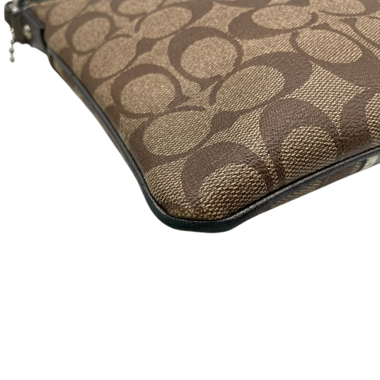 【良品】コーチ COACH ヘリテージ ストライプ シグネチャー ショルダーバッグ ポシェット 斜め掛け クロスボディ PVC レザー ブラウン グレー 馬車ロゴ 41664 G0873 レディース カジュアル お出かけ 鞄 カバン s97