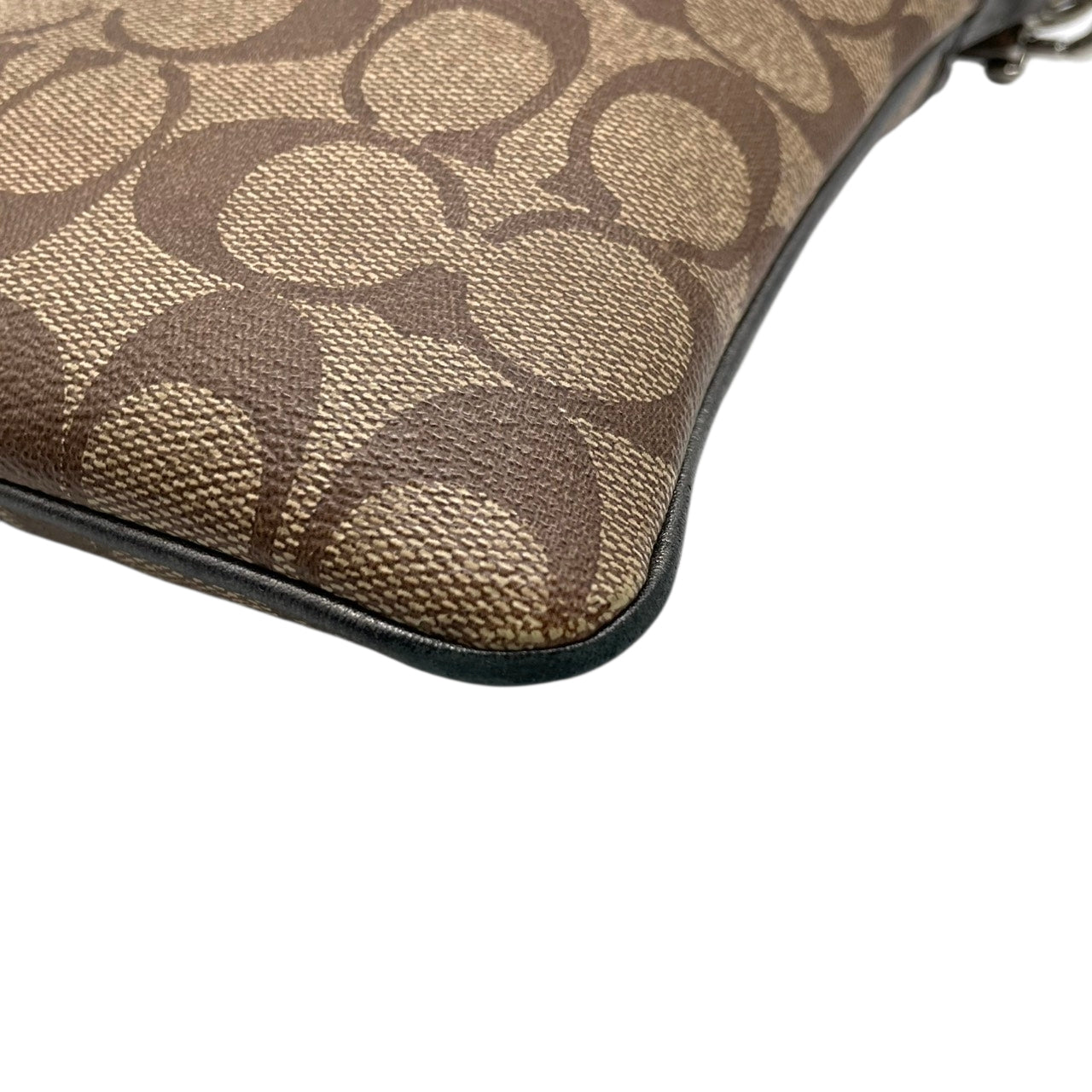 【良品】コーチ COACH ヘリテージ ストライプ シグネチャー ショルダーバッグ ポシェット 斜め掛け クロスボディ PVC レザー ブラウン グレー 馬車ロゴ 41664 G0873 レディース カジュアル お出かけ 鞄 カバン s97
