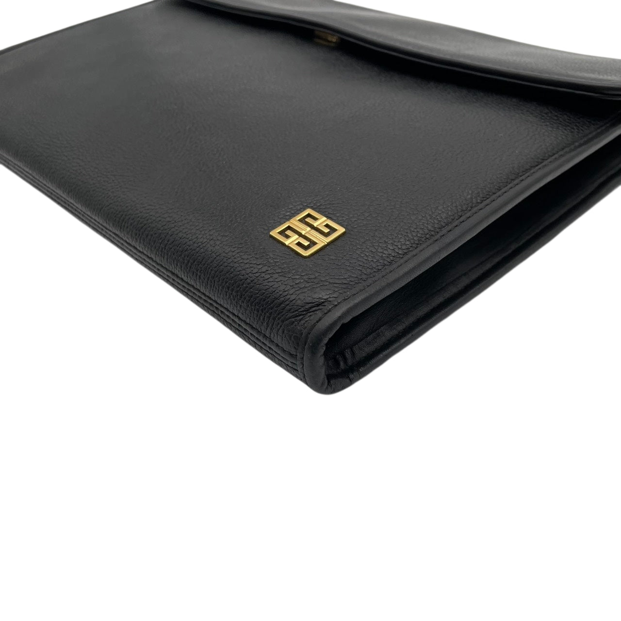 美品 ジバンシィ GIVENCHY 4Gロゴ ゴ ールド金具 レザー クラッチバッグセカ ンドバッグブラック 黒 A4サイズ収納可 能 ヴィンテージ ビンテージクラシック エレガント 高級感フォーマル ビジネス 通勤 通学 メンズレディース |S69