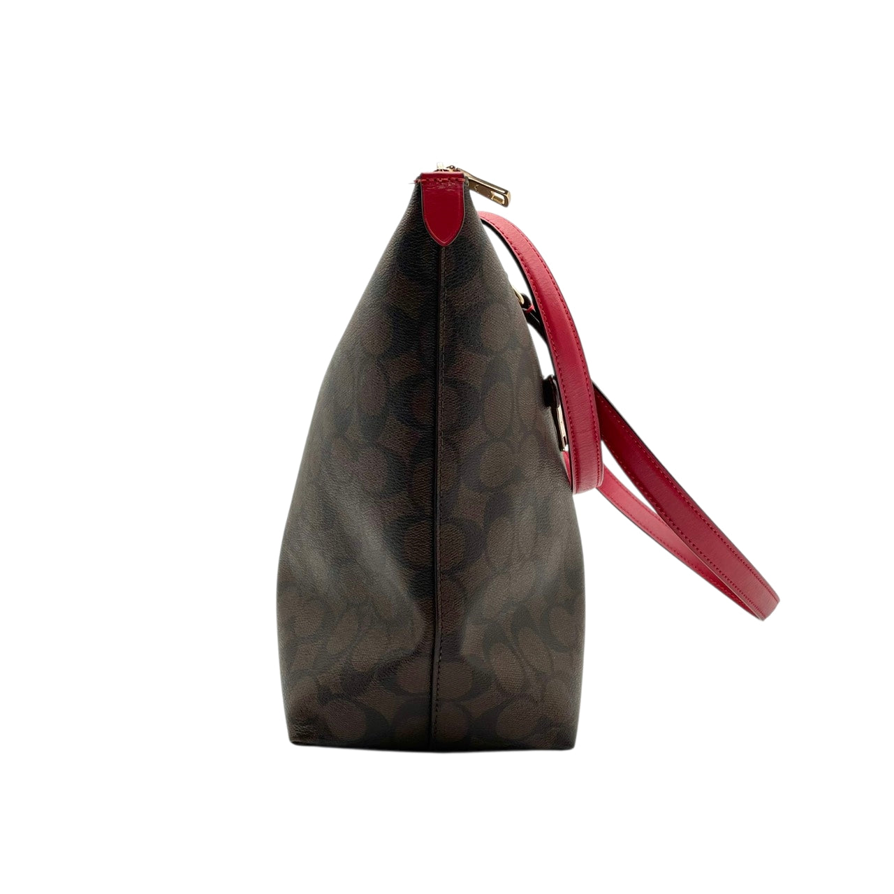 美品 コーチ COACH シグネチャー ギャラリートート トートバッグ PVC レザー ブラウン ワインレッド 79609 シルバー金具 A4サイズ収納可能 肩掛け ワンショルダー 大容量 エレガント ヴィンテージ クラシック ビジネス 通勤 通学 S69