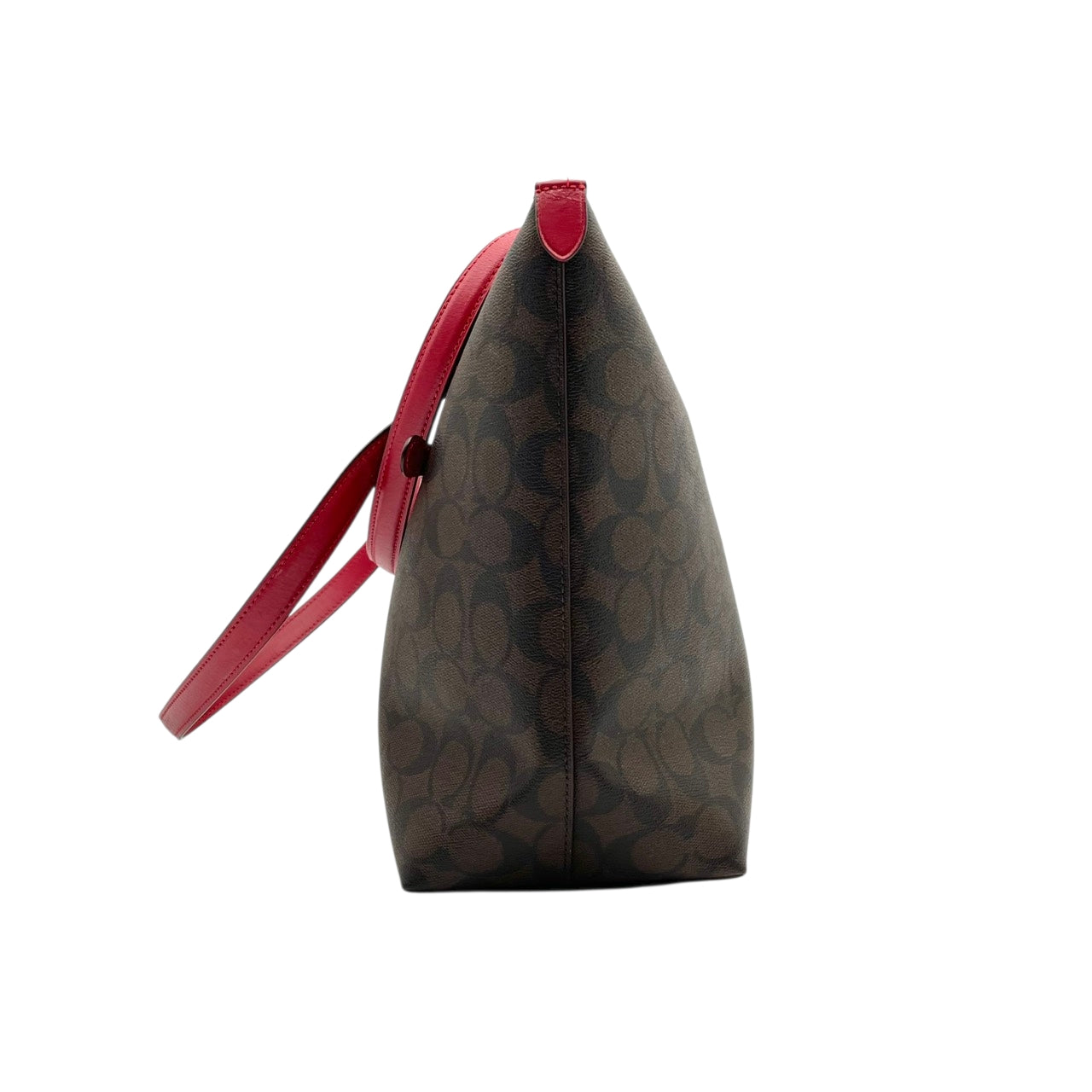 美品 コーチ COACH シグネチャー ギャラリートート トートバッグ PVC レザー ブラウン ワインレッド 79609 シルバー金具 A4サイズ収納可能 肩掛け ワンショルダー 大容量 エレガント ヴィンテージ クラシック ビジネス 通勤 通学 S69