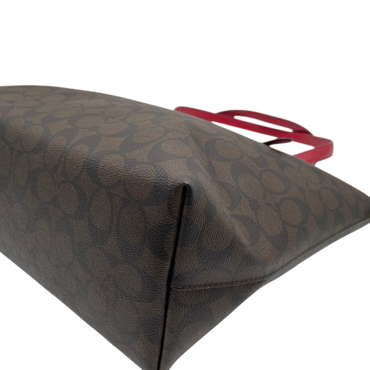 美品 コーチ COACH シグネチャー ギャラリートート トートバッグ PVC レザー ブラウン ワインレッド 79609 シルバー金具 A4サイズ収納可能 肩掛け ワンショルダー 大容量 エレガント ヴィンテージ クラシック ビジネス 通勤 通学 S69