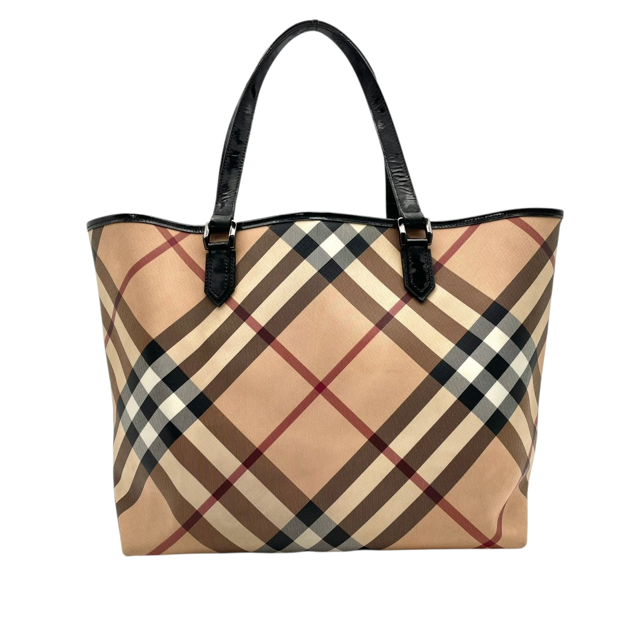 バーバリー BURBERRY トートバッグ ハンドバッグ ノバチェック シャドーホース PVC レザー ベージュ 大容量 A4収納可 肩掛け ワンショルダー ヴィンテージ ビンテージ クラシック エレガント 自立可 英国 伝統 希少 レディース メンズ S69