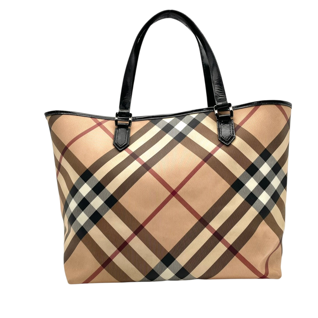 バーバリー BURBERRY トートバッグ ハンドバッグ ノバチェック シャドーホース PVC レザー ベージュ 大容量 A4収納可 肩掛け ワンショルダー ヴィンテージ ビンテージ クラシック エレガント 自立可 英国 伝統 希少 レディース メンズ S69