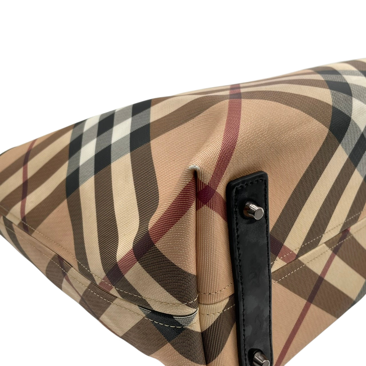 バーバリー BURBERRY トートバッグ ハンドバッグ ノバチェック シャドーホース PVC レザー ベージュ 大容量 A4収納可 肩掛け ワンショルダー ヴィンテージ ビンテージ クラシック エレガント 自立可 英国 伝統 希少 レディース メンズ S69