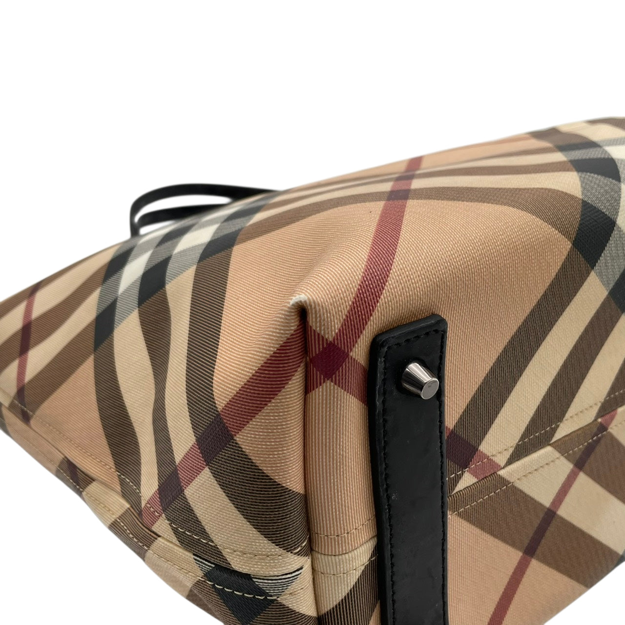 バーバリー BURBERRY トートバッグ ハンドバッグ ノバチェック シャドーホース PVC レザー ベージュ 大容量 A4収納可 肩掛け ワンショルダー ヴィンテージ ビンテージ クラシック エレガント 自立可 英国 伝統 希少 レディース メンズ S69