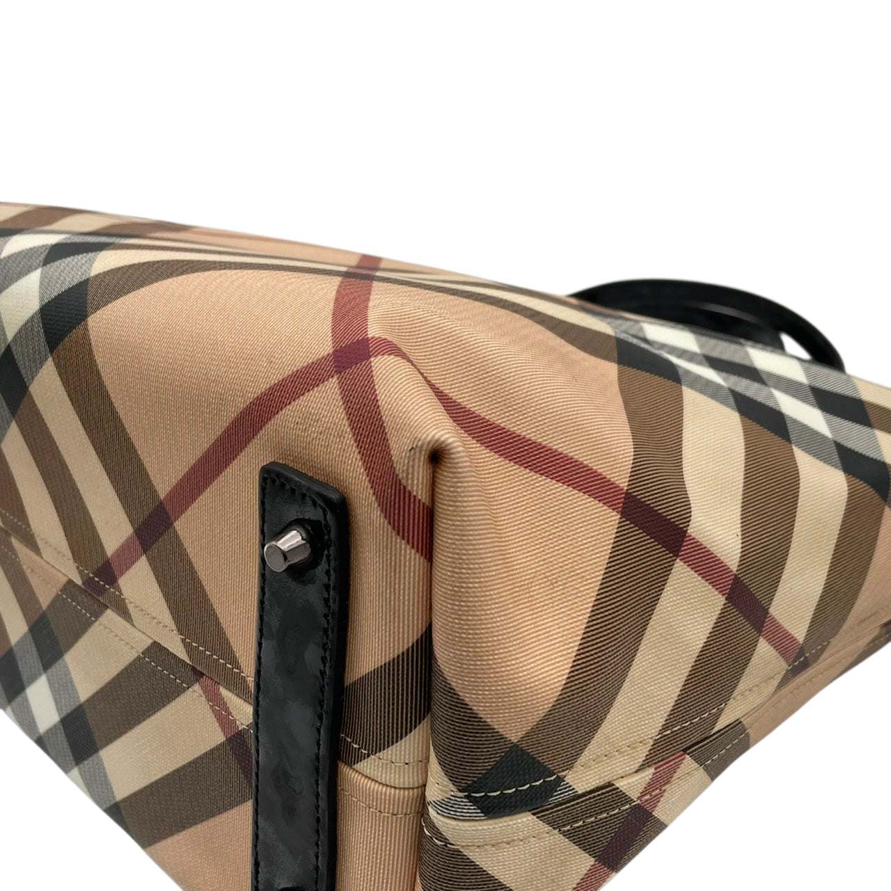 バーバリー BURBERRY トートバッグ ハンドバッグ ノバチェック シャドーホース PVC レザー ベージュ 大容量 A4収納可 肩掛け ワンショルダー ヴィンテージ ビンテージ クラシック エレガント 自立可 英国 伝統 希少 レディース メンズ S69