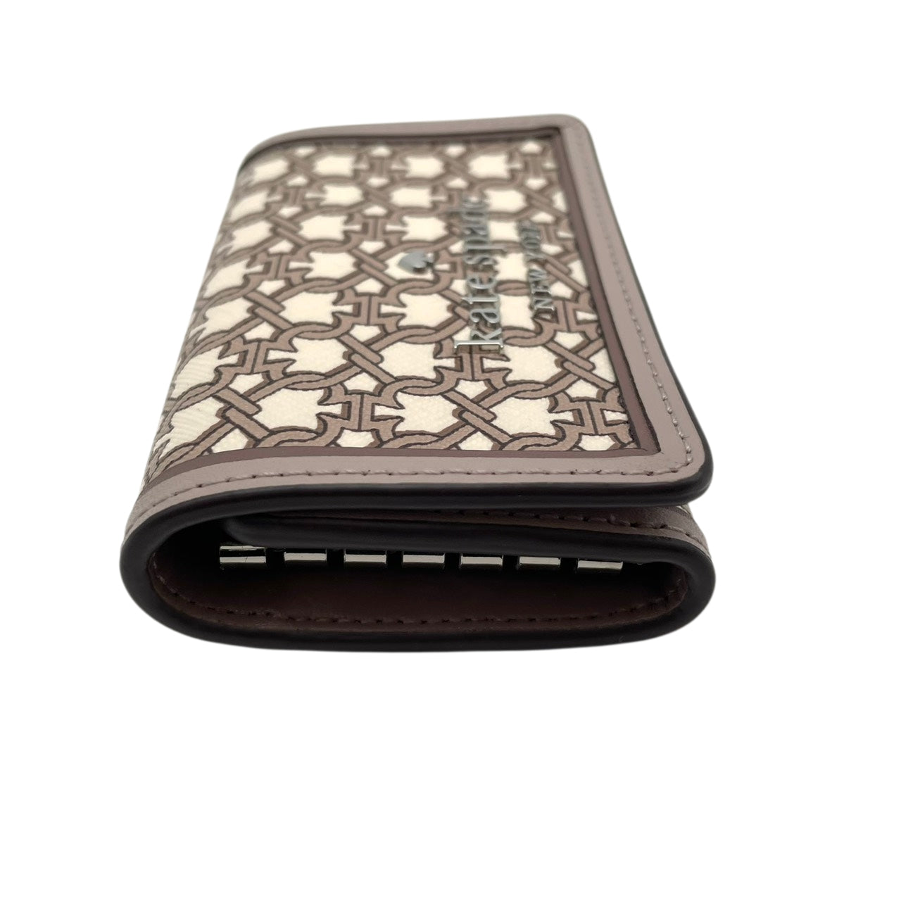 【美品】ケイトスペード kate spade キーケース 6連 スペードフラワー モノグラム PVC レザー グレージュ ベージュ ロゴ シルバー金具 エレガント クラシック 上品 レディース ビジネス 通勤 通学 ギフト プレゼント 小物 雑貨 M2