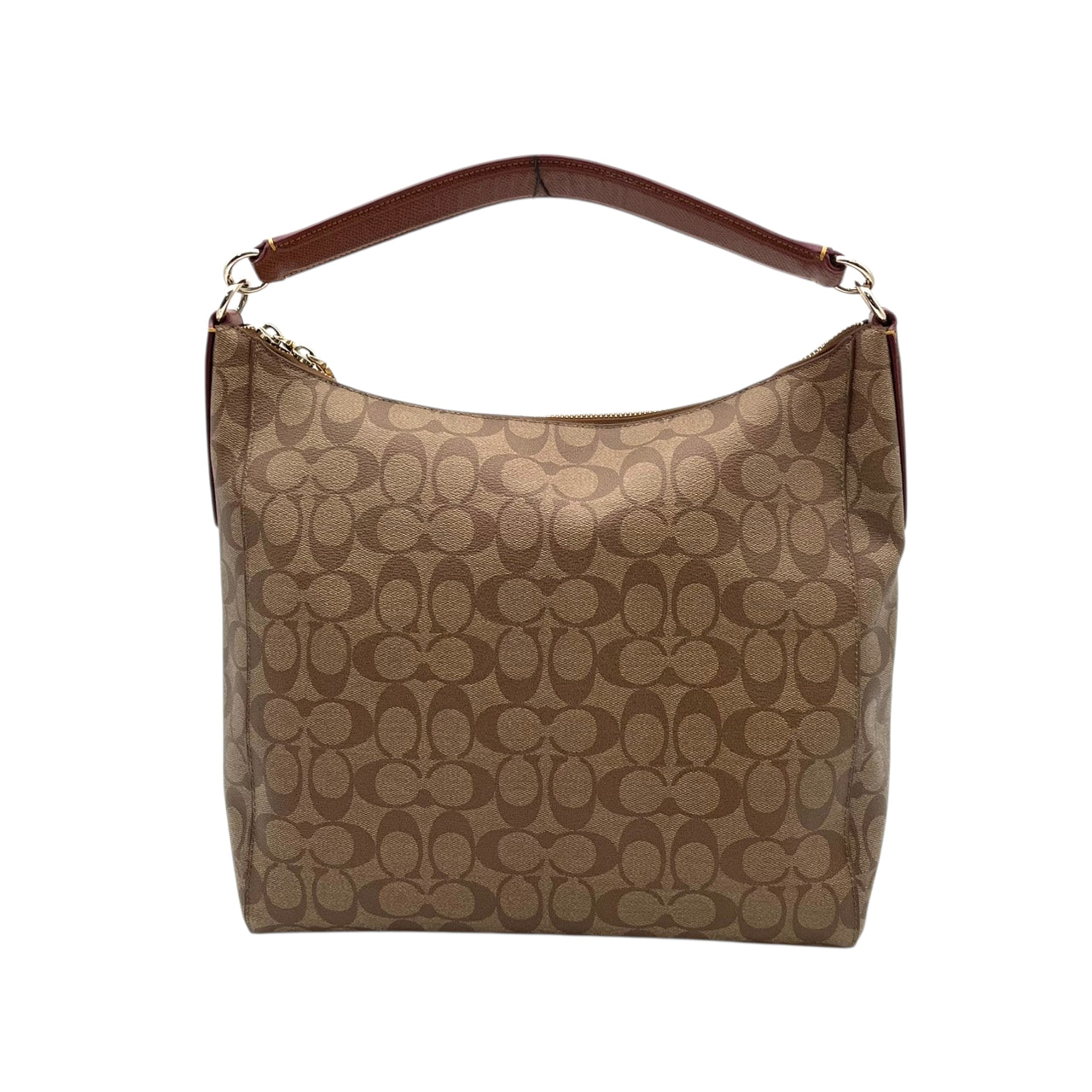美品 コーチ COACH シグネチャー セレスト コンバーチブル ホーボー PVCキャンバス カーキ ブラウン レザー ショルダーバッグ レディース F34910 通勤 大容量 ゴールド金具 中古 U3