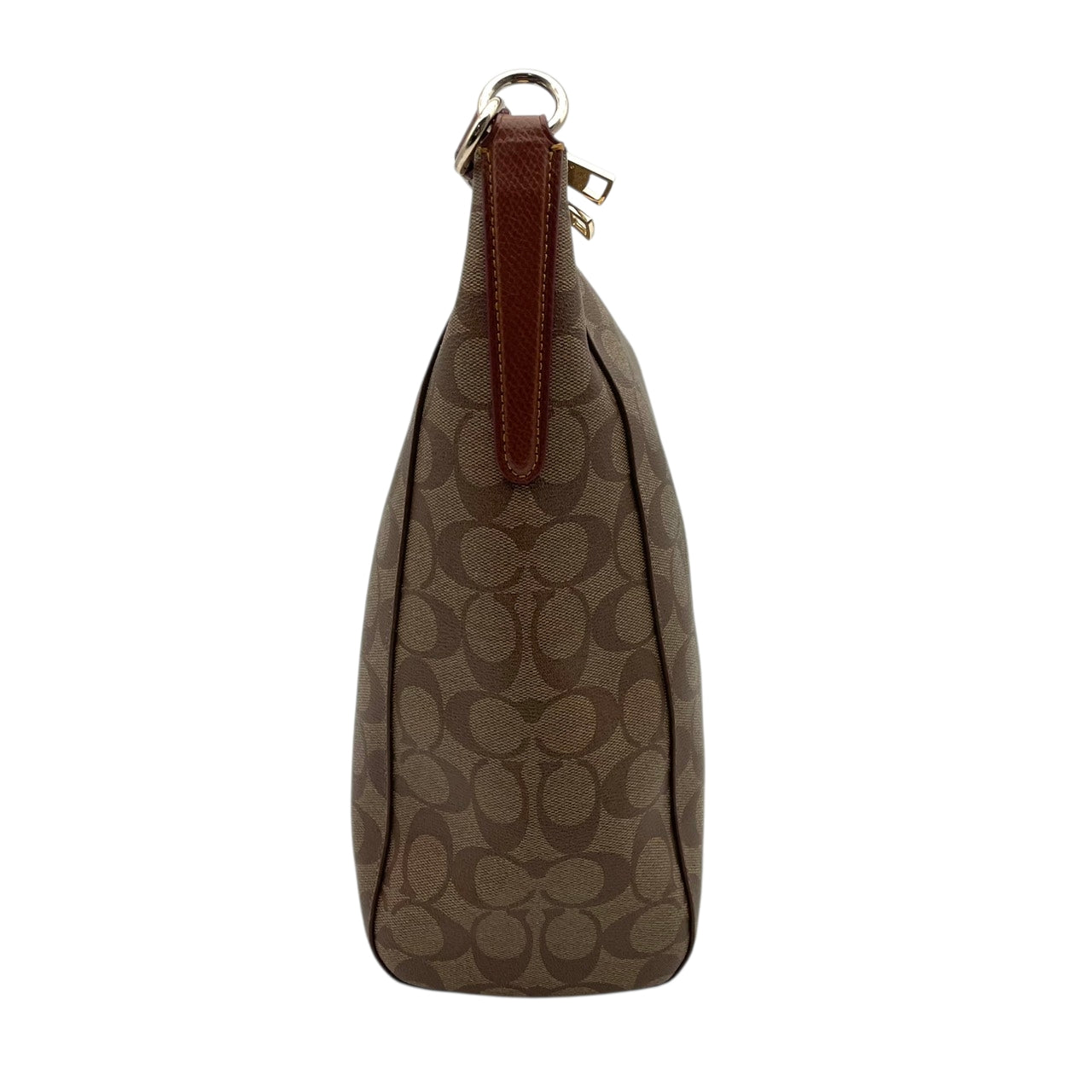 美品 コーチ COACH シグネチャー セレスト コンバーチブル ホーボー PVCキャンバス カーキ ブラウン レザー ショルダーバッグ レディース F34910 通勤 大容量 ゴールド金具 中古 U3