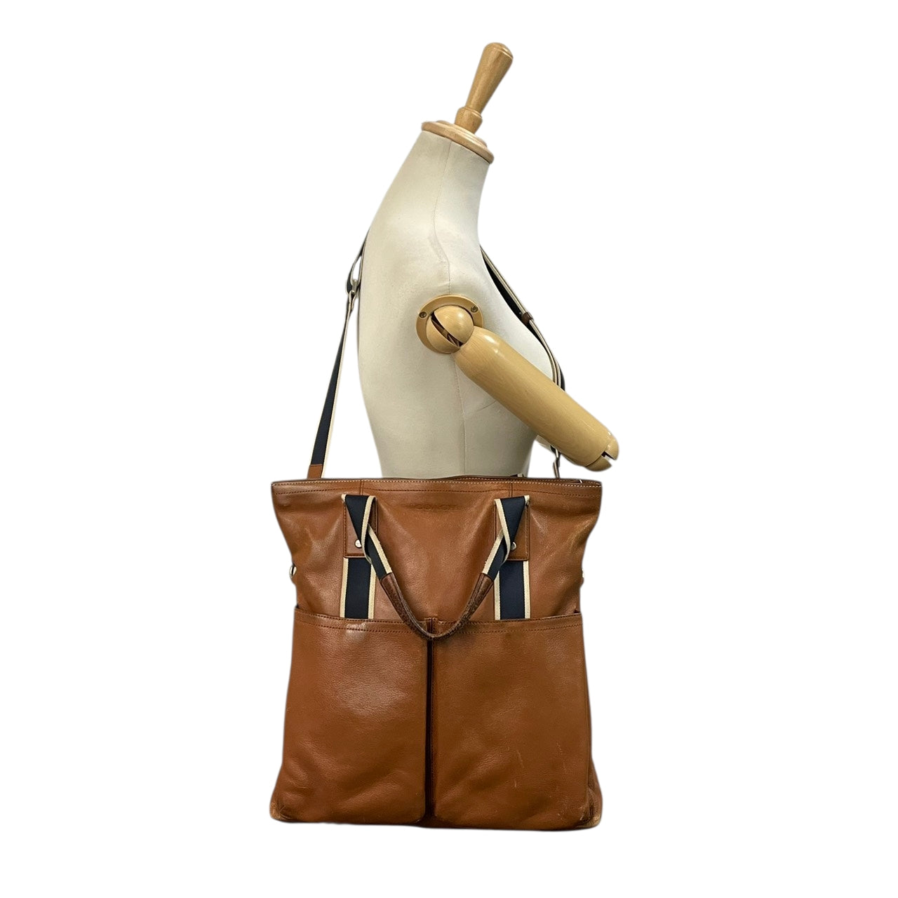 コーチ COACH ヘリテージ ウェブ 牛革 本革 レザー フォルドオーバー トートバッグ ブラウン ショルダーバッグ 2WAY メンズ F70558 大容量 通勤通学 ビジネス A4収納 シルバー金具 正規品 中古 U3