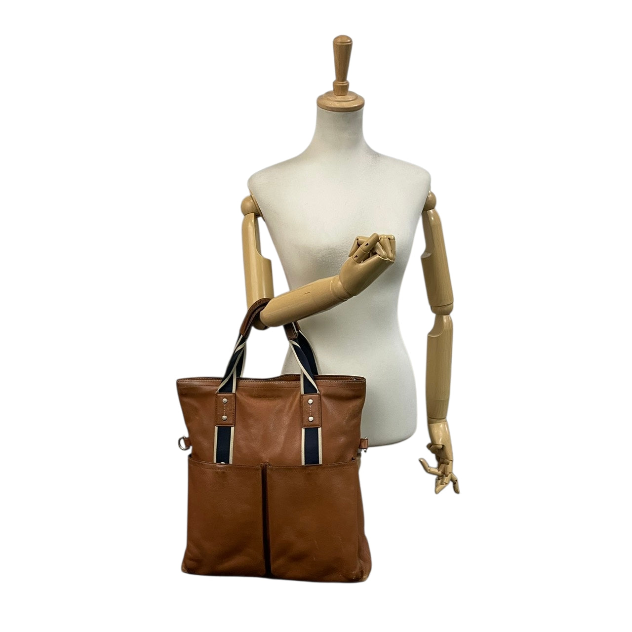 コーチ COACH ヘリテージ ウェブ 牛革 本革 レザー フォルドオーバー トートバッグ ブラウン ショルダーバッグ 2WAY メンズ F70558 大容量 通勤通学 ビジネス A4収納 シルバー金具 正規品 中古 U3
