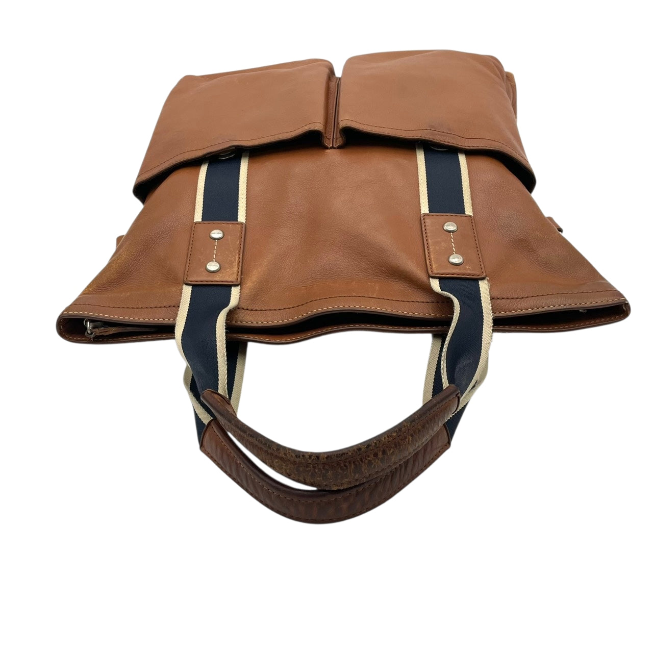 コーチ COACH ヘリテージ ウェブ 牛革 本革 レザー フォルドオーバー トートバッグ ブラウン ショルダーバッグ 2WAY メンズ F70558 大容量 通勤通学 ビジネス A4収納 シルバー金具 正規品 中古 U3