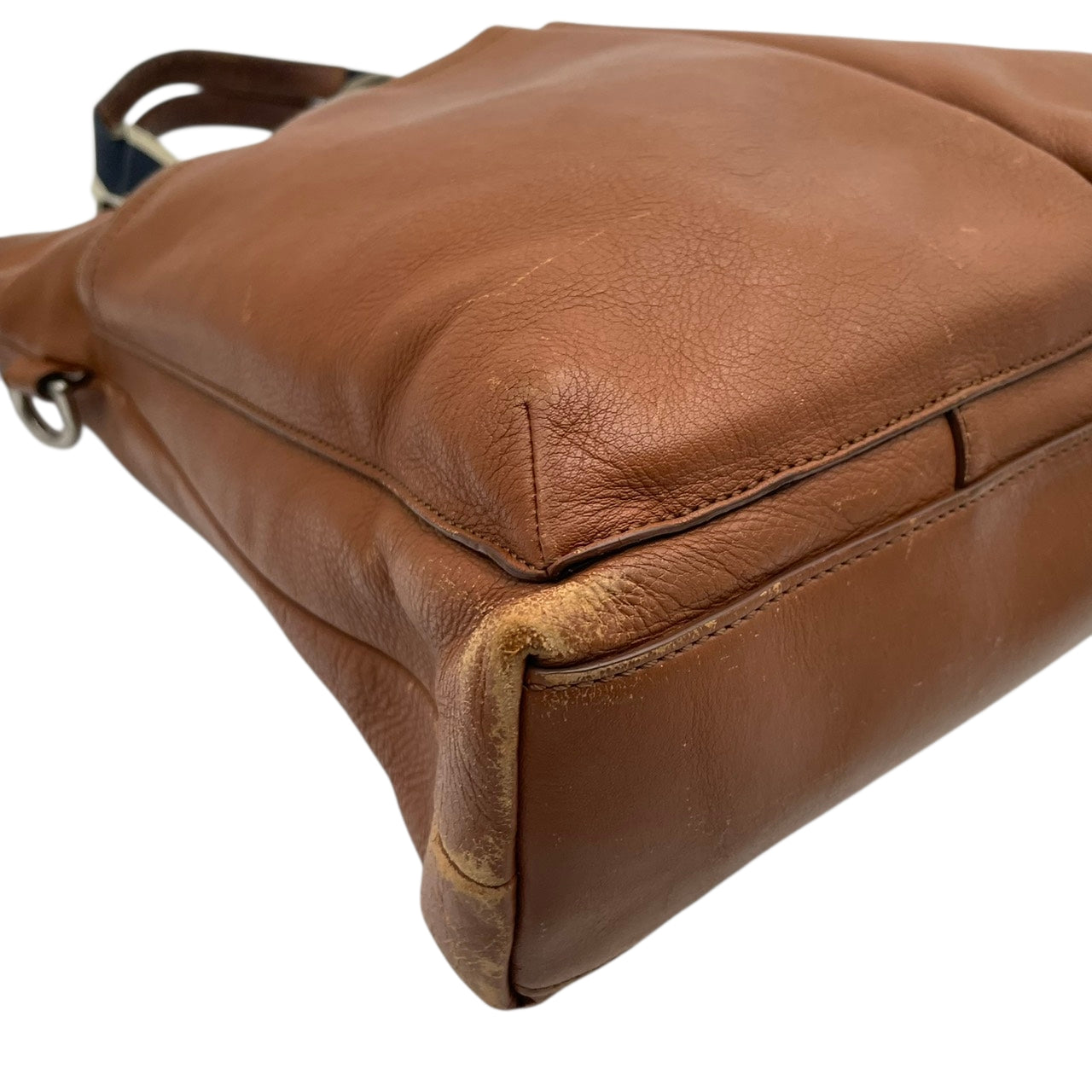 コーチ COACH ヘリテージ ウェブ 牛革 本革 レザー フォルドオーバー トートバッグ ブラウン ショルダーバッグ 2WAY メンズ F70558 大容量 通勤通学 ビジネス A4収納 シルバー金具 正規品 中古 U3