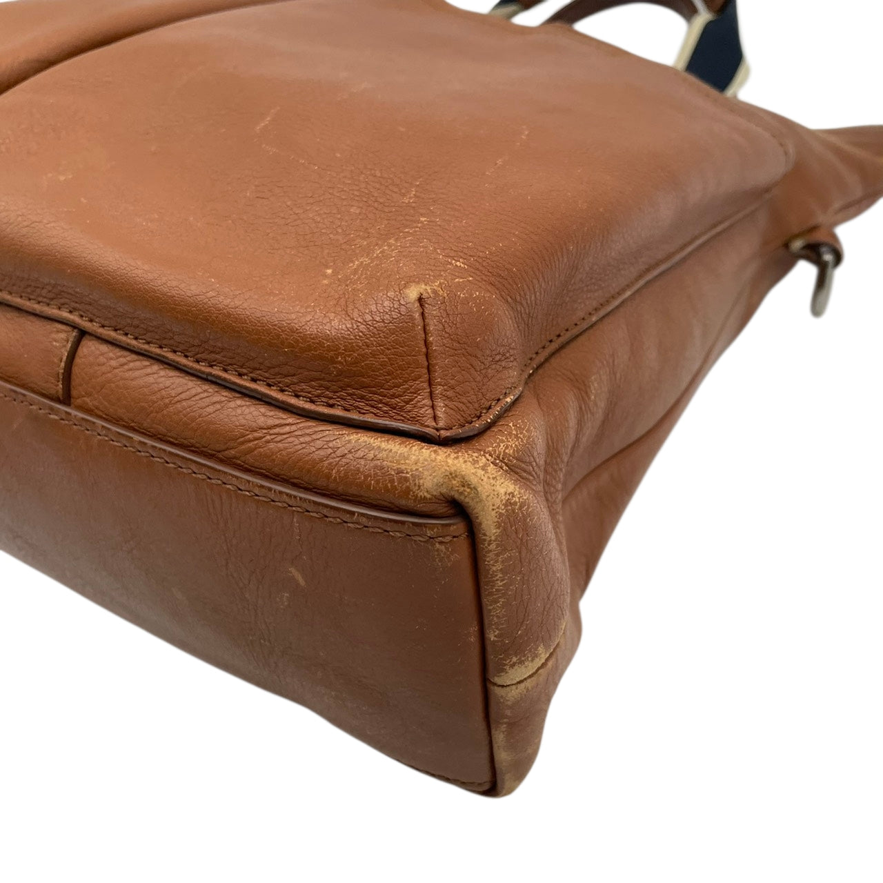 コーチ COACH ヘリテージ ウェブ 牛革 本革 レザー フォルドオーバー トートバッグ ブラウン ショルダーバッグ 2WAY メンズ F70558 大容量 通勤通学 ビジネス A4収納 シルバー金具 正規品 中古 U3