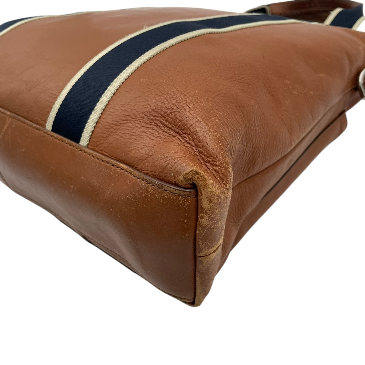 コーチ COACH ヘリテージ ウェブ 牛革 本革 レザー フォルドオーバー トートバッグ ブラウン ショルダーバッグ 2WAY メンズ F70558 大容量 通勤通学 ビジネス A4収納 シルバー金具 正規品 中古 U3