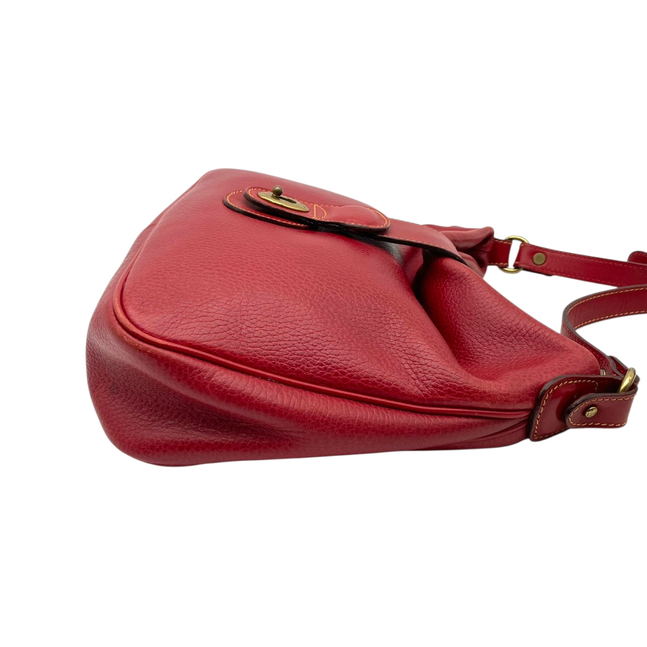 コーチ COACH シェリダン コレクション 本革 フルグレイン レザー ショルダーバッグ レッド 赤 ターンロック 肩掛け レディース 大容量 A4収納 イタリア製 ゴールド金具 牛革 正規品 人気 中古 U3