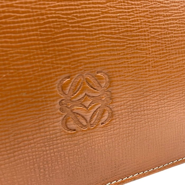LOEWE ロエベ アナグラム エンボス レザー ビジネスバッグ ブリーフケース ブラウン ゴールド金具 ヴィンテージ k13