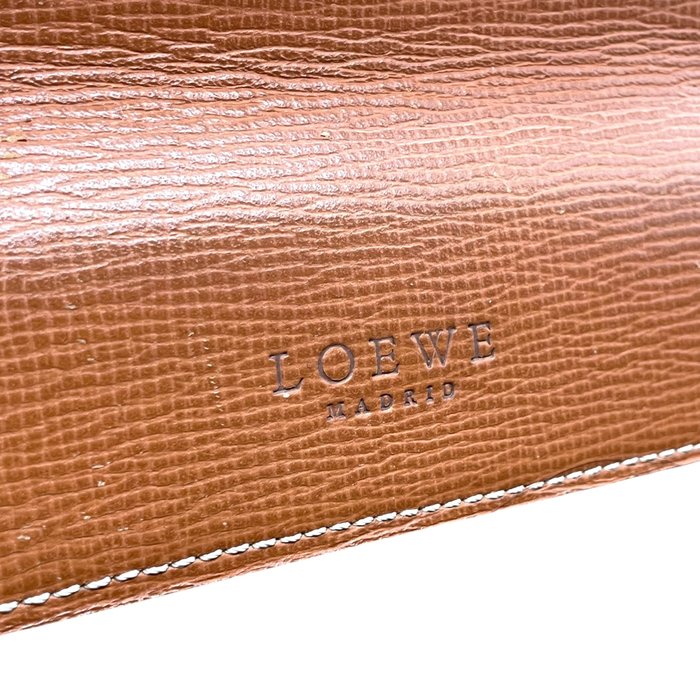 LOEWE ロエベ アナグラム エンボス レザー ビジネスバッグ ブリーフケース ブラウン ゴールド金具 ヴィンテージ k13