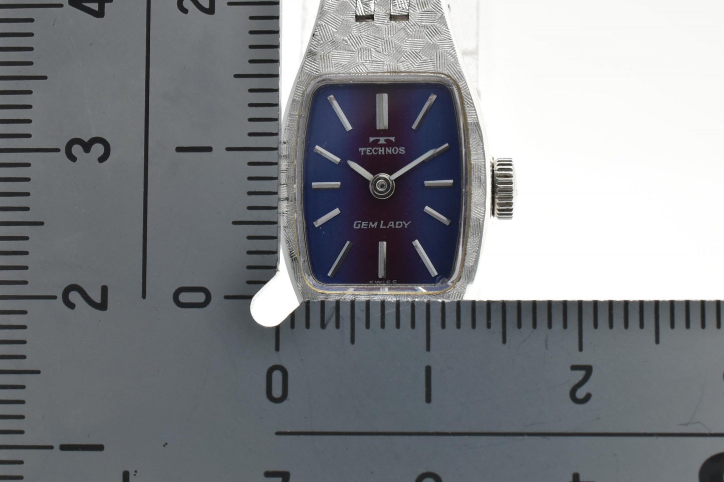 TECHNOS テクノス GEM LADY 450823 レディース 手巻き腕時計 ブルー文字盤 スクエアケース シルバーカラー ステンレスブレス スイス表記 ヴィンテージ ドレスウォッチ