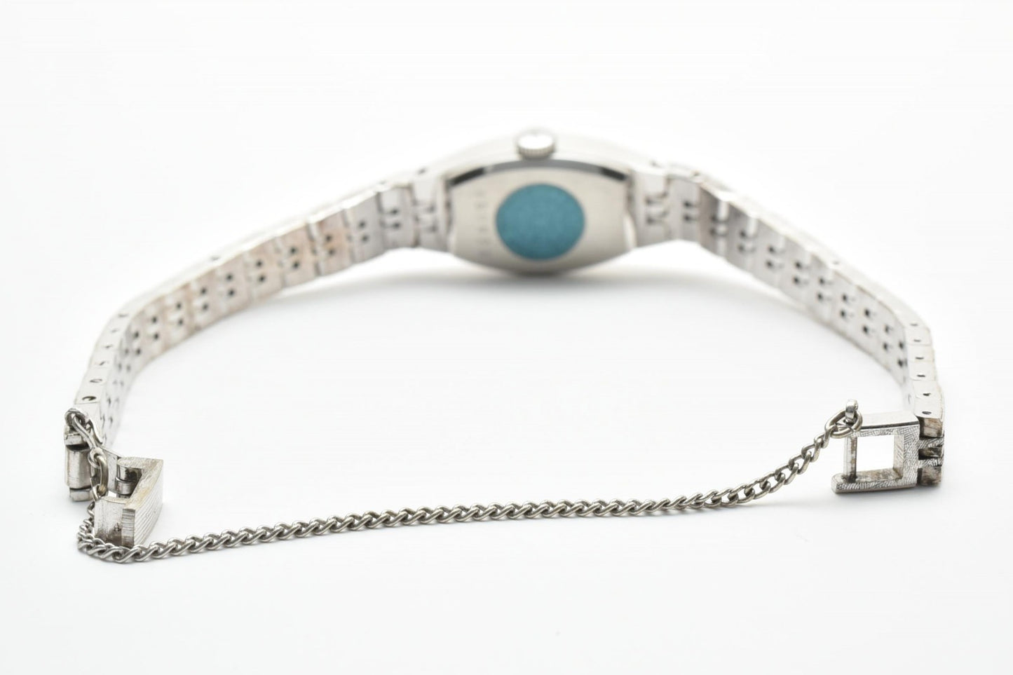 TECHNOS テクノス GEM LADY 450823 レディース 手巻き腕時計 ブルー文字盤 スクエアケース シルバーカラー ステンレスブレス スイス表記 ヴィンテージ ドレスウォッチ