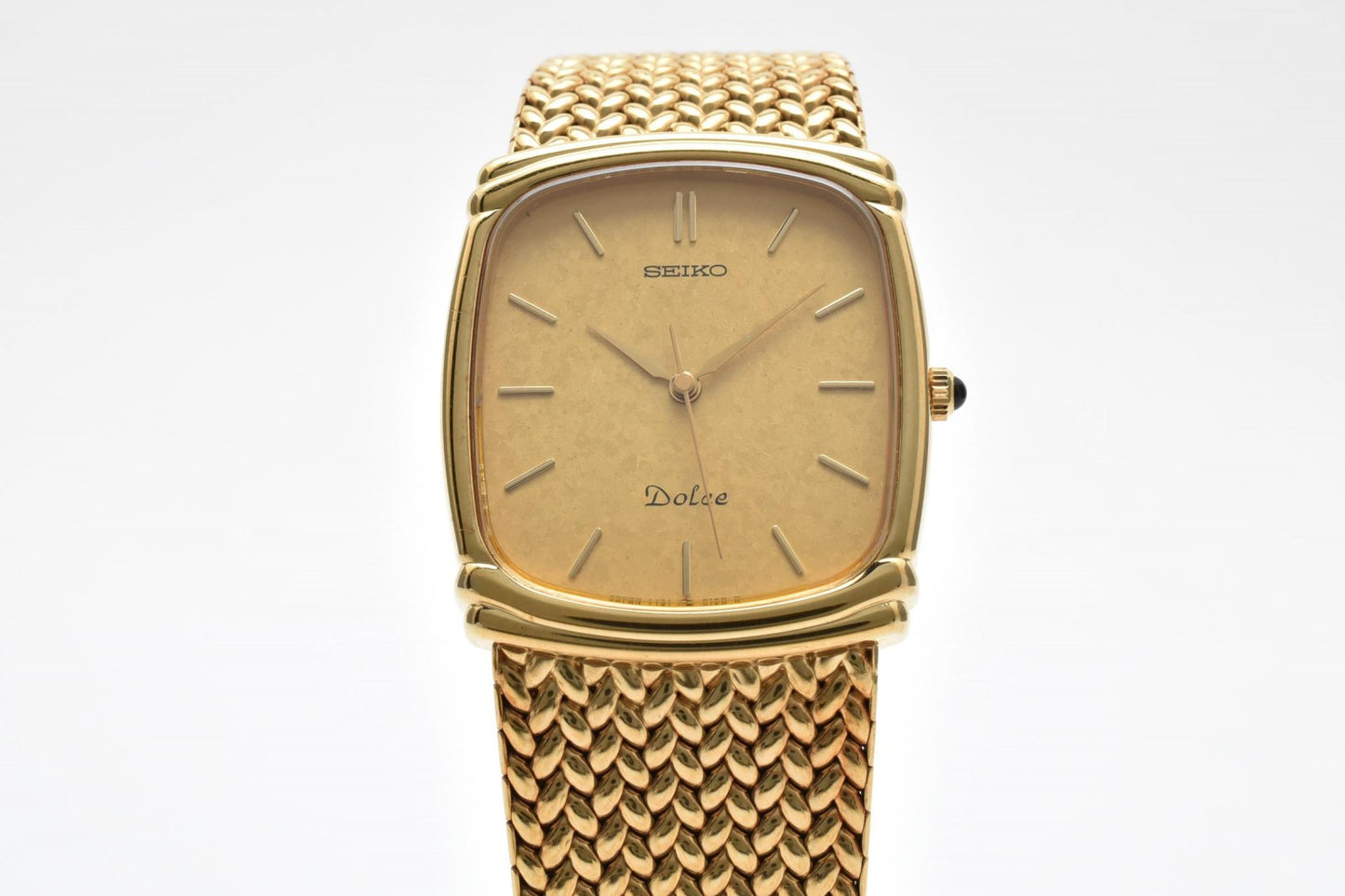 セイコー Seiko Dolce 7741-5110 メンズ腕時計 ゴールド文字盤 角型ケース ゴールドメッキ クォーツ ヴィンテージ ドレスウォッチ 1980年代
