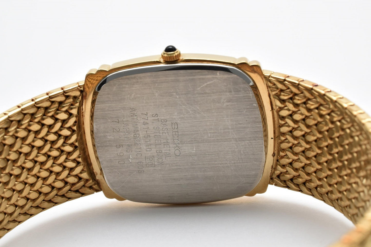 セイコー Seiko Dolce 7741-5110 メンズ腕時計 ゴールド文字盤 角型ケース ゴールドメッキ クォーツ ヴィンテージ ドレスウォッチ 1980年代