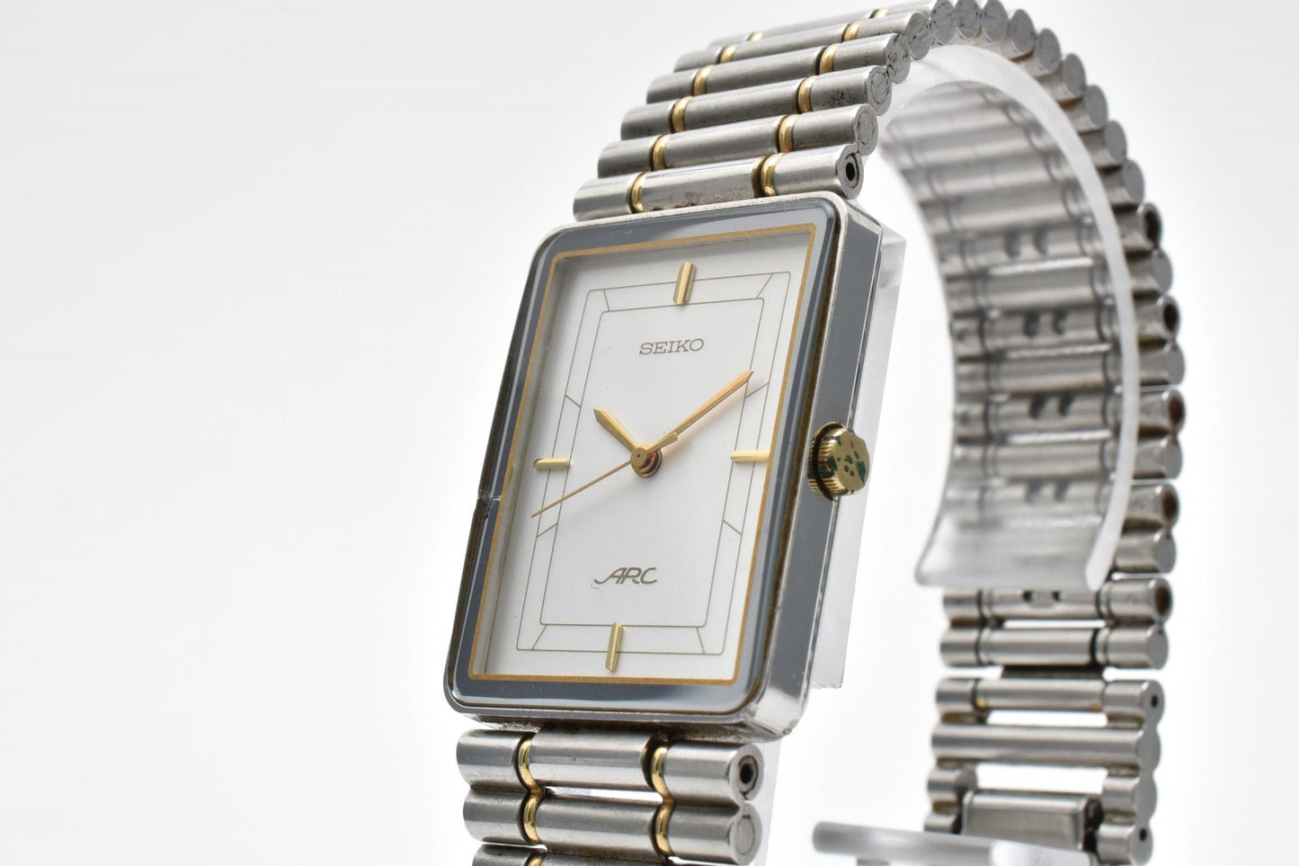 セイコー Seiko ARC 1221-5760 メンズ腕時計 ホワイト文字盤 角型ケース ステンレススチール クォーツ ドレスウォッチ ヴィンテージ 1980年代