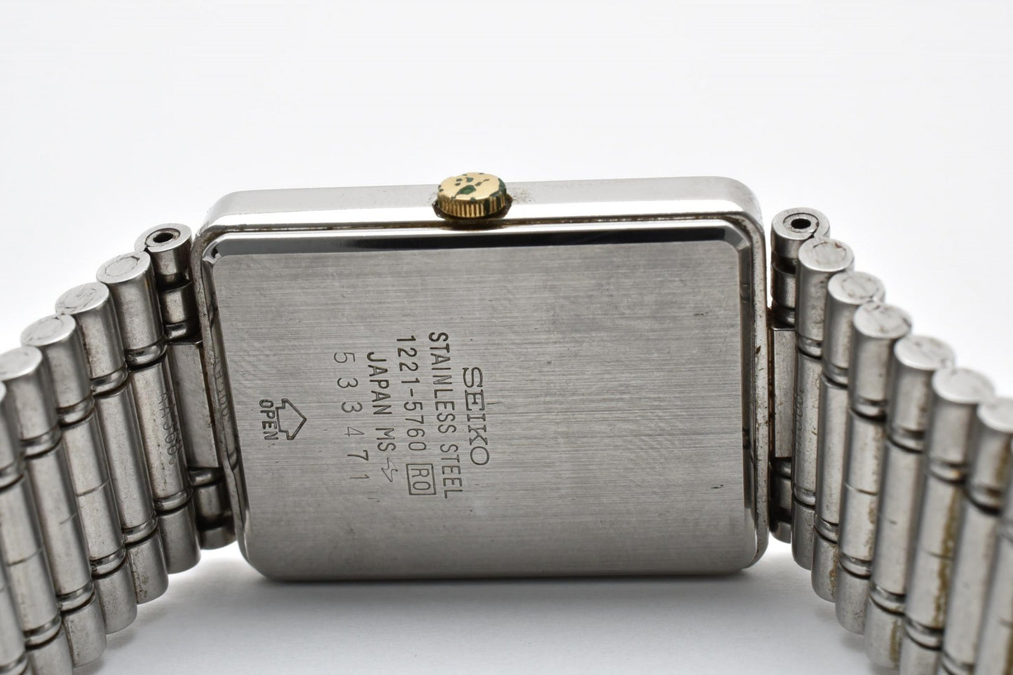セイコー Seiko ARC 1221-5760 メンズ腕時計 ホワイト文字盤 角型ケース ステンレススチール クォーツ ドレスウォッチ ヴィンテージ 1980年代