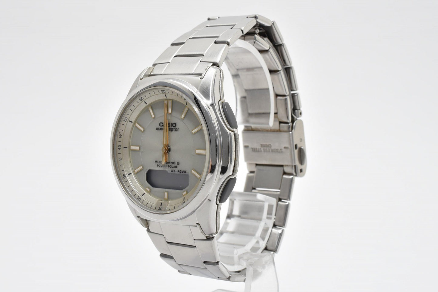 カシオ CASIO Wave Ceptor WVA-M630 メンズ腕時計 電波ソーラー アナデジ シルバー ステンレス