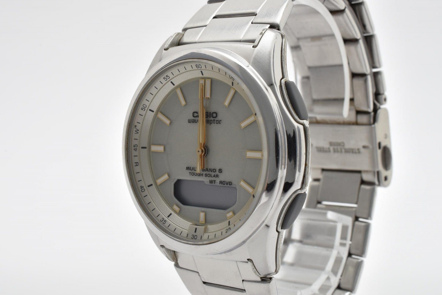 カシオ CASIO Wave Ceptor WVA-M630 メンズ腕時計 電波ソーラー アナデジ シルバー ステンレス