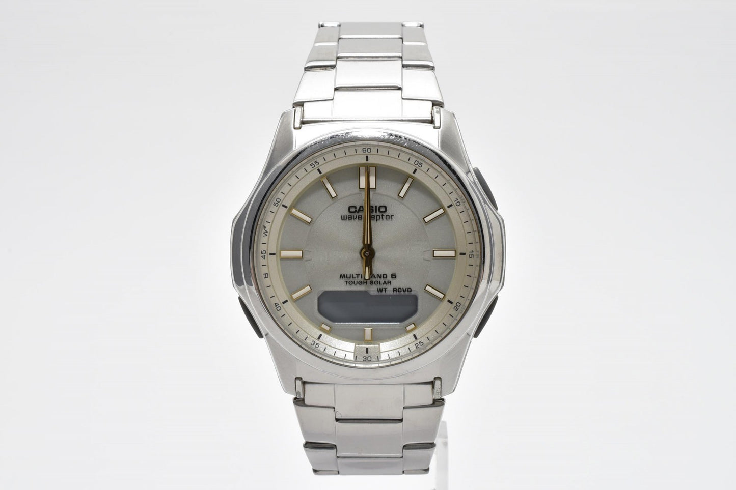 カシオ CASIO Wave Ceptor WVA-M630 メンズ腕時計 電波ソーラー アナデジ シルバー ステンレス