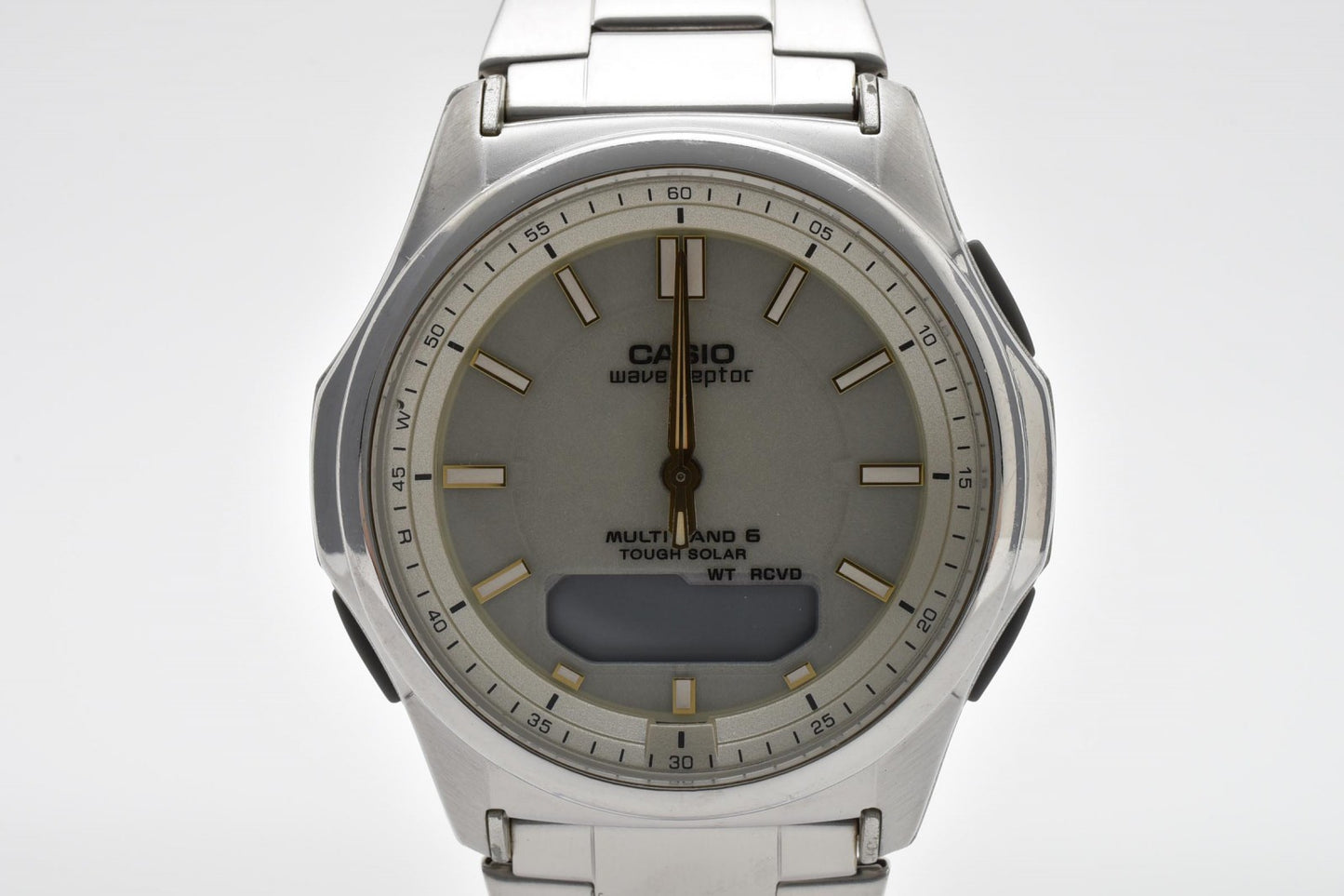 カシオ CASIO Wave Ceptor WVA-M630 メンズ腕時計 電波ソーラー アナデジ シルバー ステンレス