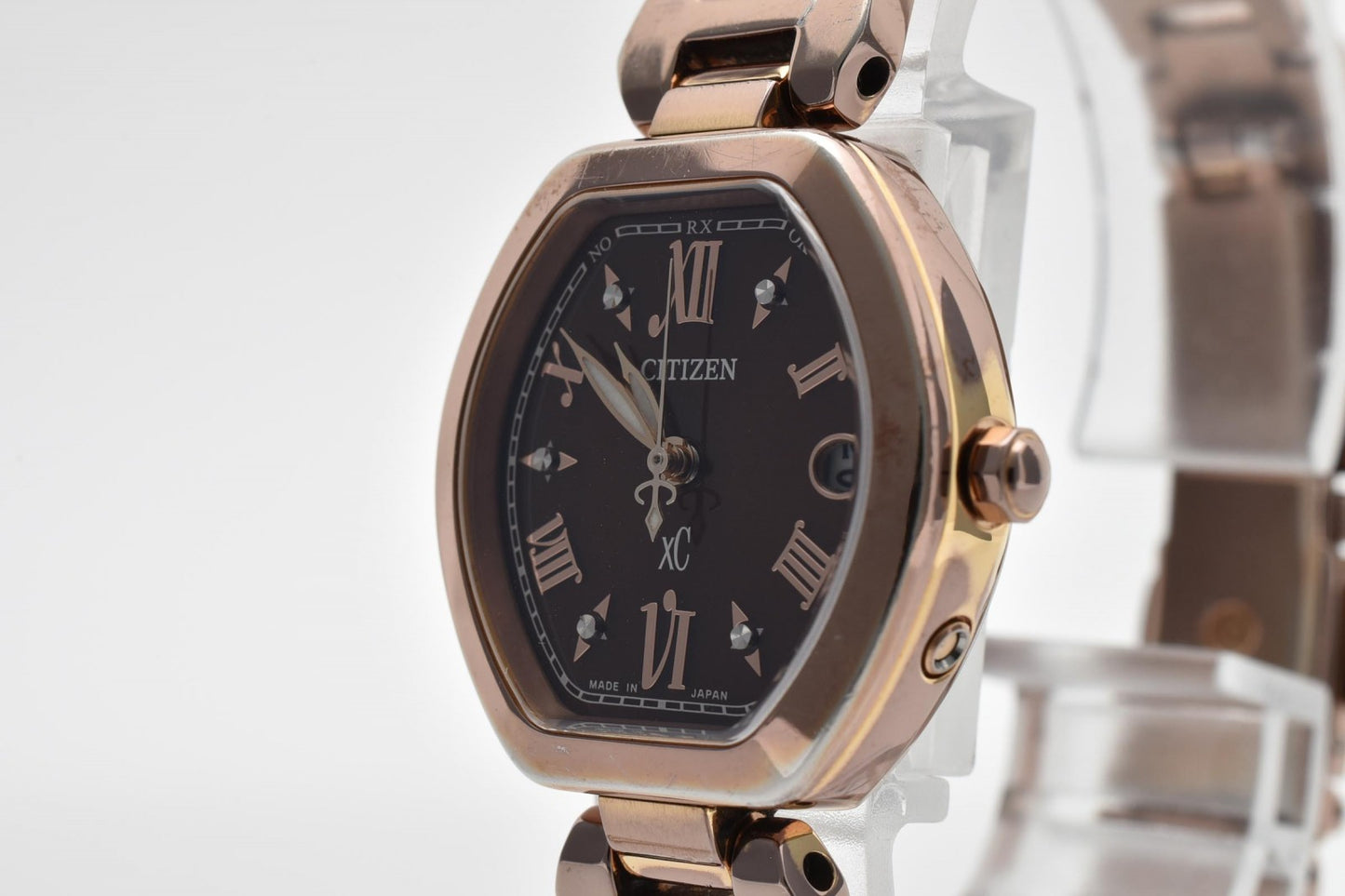 シチズン CITIZEN XC H058-T019129 エコドライブ 電波ソーラー レディース腕時計 ピンクゴールド ブラウン文字盤