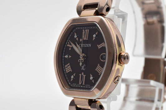 シチズン CITIZEN XC H058-T019129 エコドライブ 電波ソーラー レディース腕時計 ピンクゴールド ブラウン文字盤