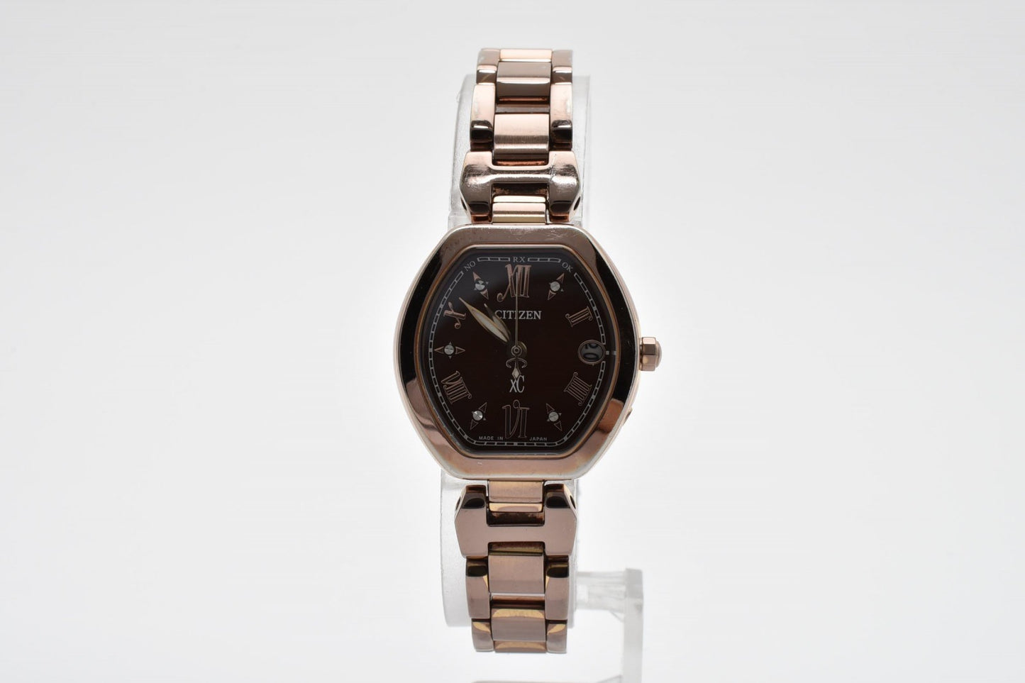 シチズン CITIZEN XC H058-T019129 エコドライブ 電波ソーラー レディース腕時計 ピンクゴールド ブラウン文字盤