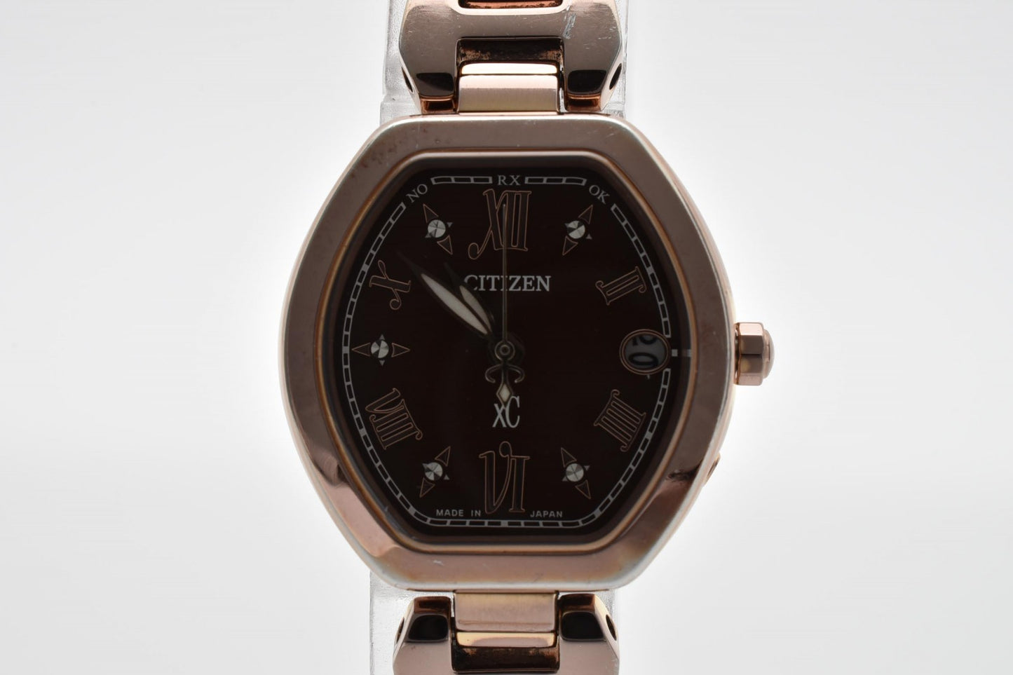 シチズン CITIZEN XC H058-T019129 エコドライブ 電波ソーラー レディース腕時計 ピンクゴールド ブラウン文字盤