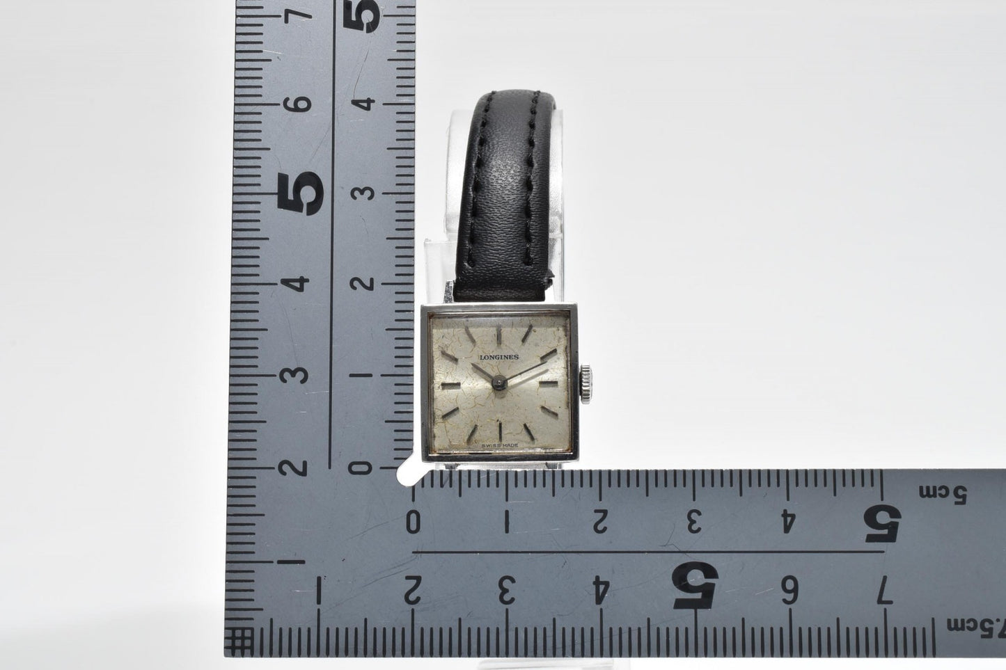 ロンジン LONGINES ヴィンテージ スクエア レディース腕時計 手巻き シルバー文字盤 レザーベルト 黒 ブラック