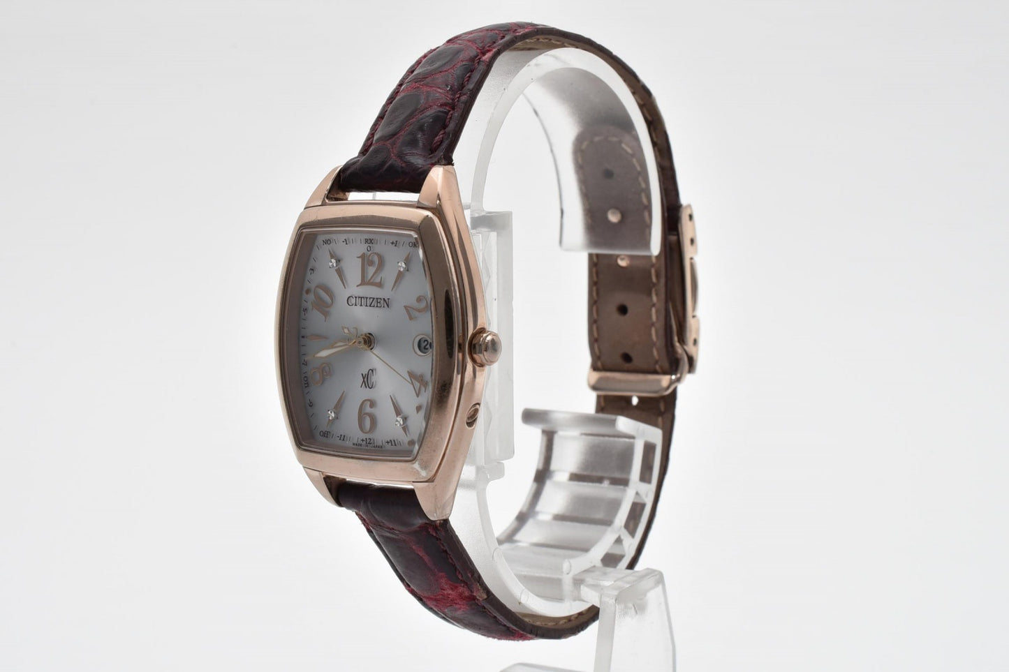 シチズン CITIZEN xC H060-T024751 レディース腕時計 エコドライブ 電波時計 シルバー文字盤 レザーベルト
