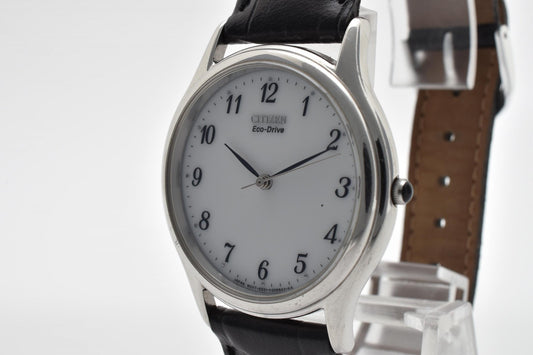 CITIZEN シチズン Eco-Drive E031-K006015CK メンズ腕時計 ソーラー ホワイト文字盤 レザーベルト