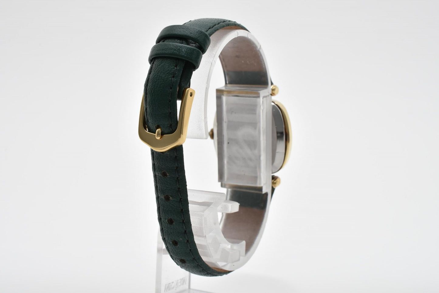 セイコー SEIKO Exceline 1421-5260 レディース腕時計 エクセリーヌ クオーツ ゴールド文字盤 スクエアケース レザーベルト グリーン 緑