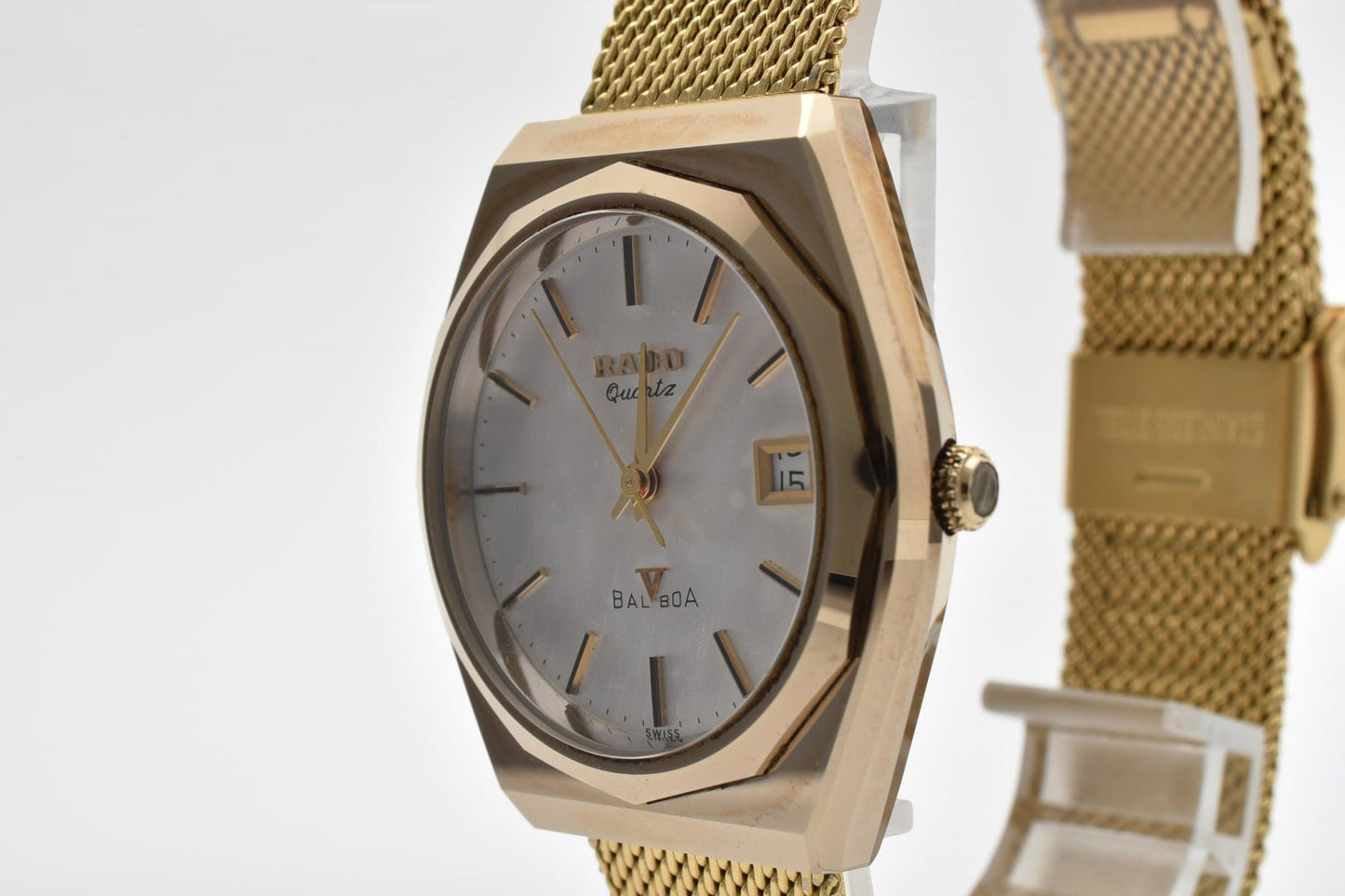 RADO ラドー Balboa バルボア Date レディース 腕時計 ヴィンテージ クオーツ ゴールドカラー シルバー文字盤