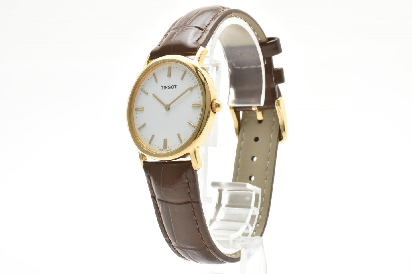 TISSOT C275K クオーツ ドレスウォッチ メンズ腕時計 ホワイト文字盤 GPケース レザーベルト