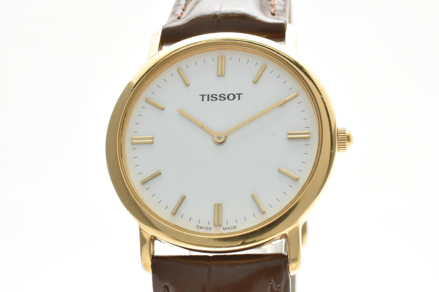 TISSOT C275K クオーツ ドレスウォッチ メンズ腕時計 ホワイト文字盤 GPケース レザーベルト