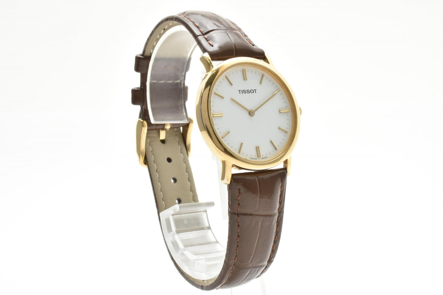TISSOT C275K クオーツ ドレスウォッチ メンズ腕時計 ホワイト文字盤 GPケース レザーベルト