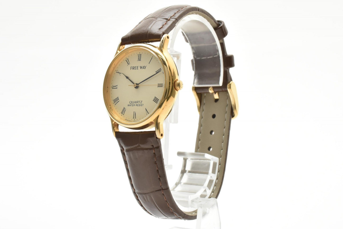 シチズン CITIZEN Free Way 7630-S34286 クオーツ メンズ腕時計 ローマンインデックス ゴールド文字盤 レザーベルト