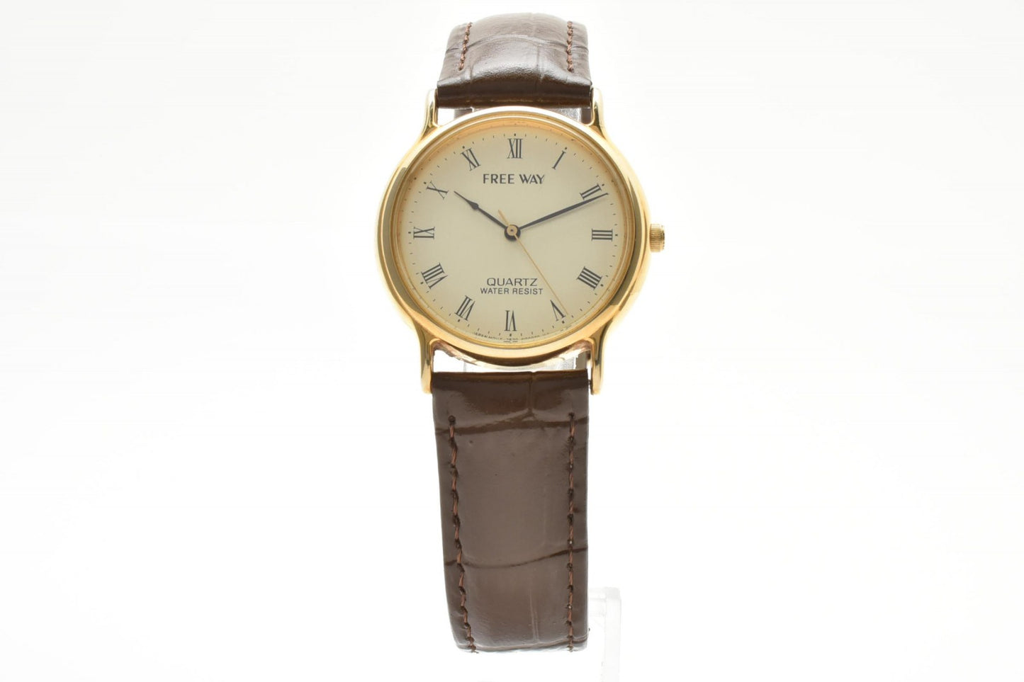 シチズン CITIZEN Free Way 7630-S34286 クオーツ メンズ腕時計 ローマンインデックス ゴールド文字盤 レザーベルト