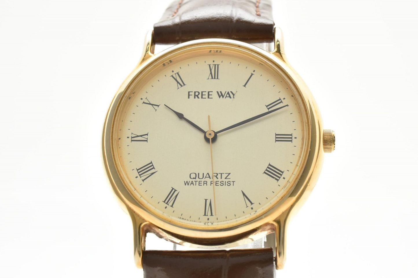 シチズン CITIZEN Free Way 7630-S34286 クオーツ メンズ腕時計 ローマンインデックス ゴールド文字盤 レザーベルト
